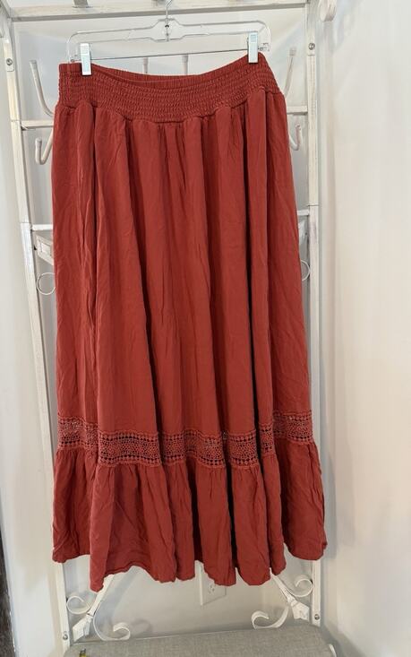 torrid Dresses & Skirts - Torrid Maxi Washable rayon Drawstring Skirt red orange boho gypsy sz 2